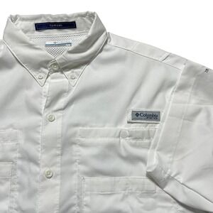 Columbia PFG Tamiami II Mens Short Sleeve Fishing Shirt White Size Medium